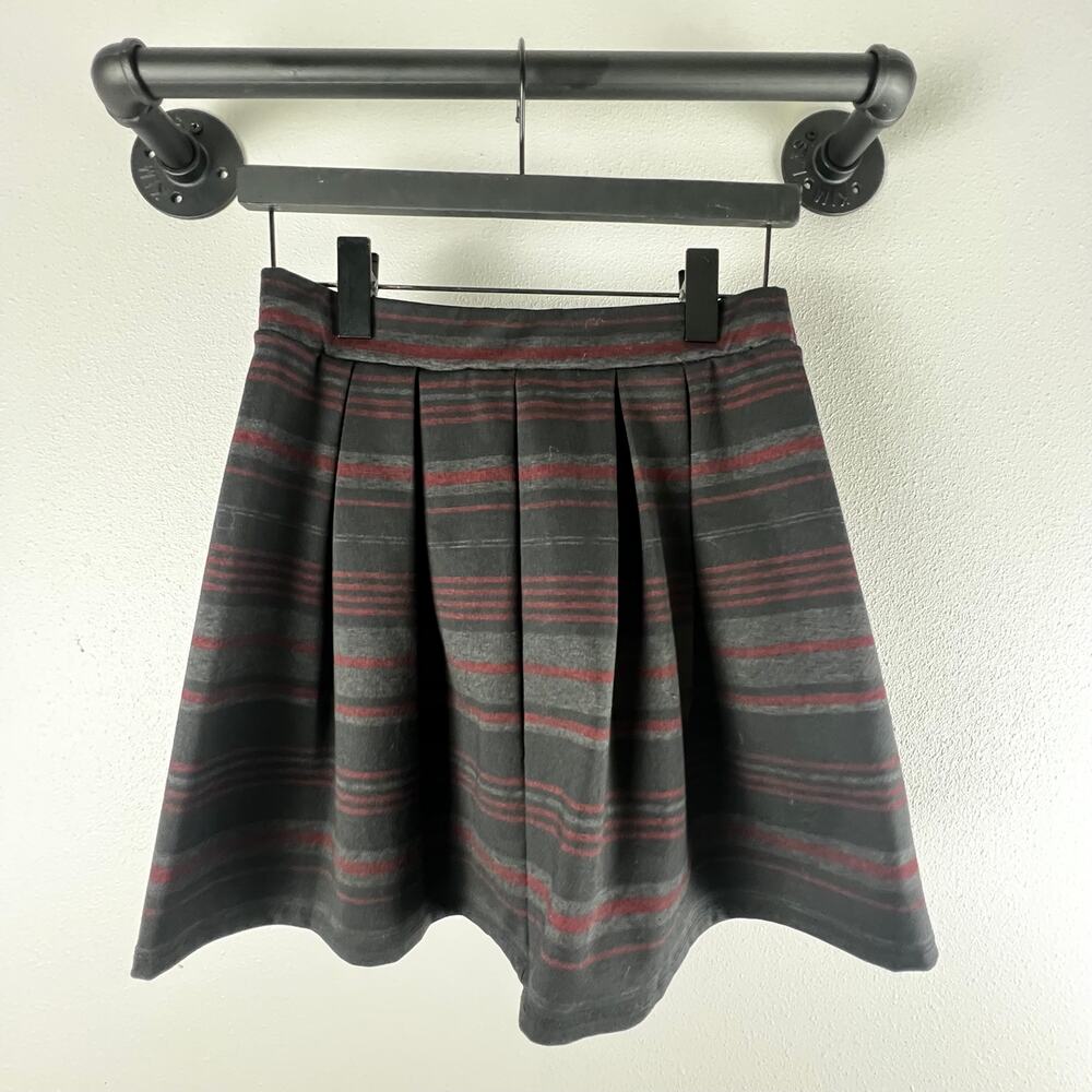 Joe B Black Burgundy Tartan Plaid Pleated Schoolgirl Mini Skirt Small
